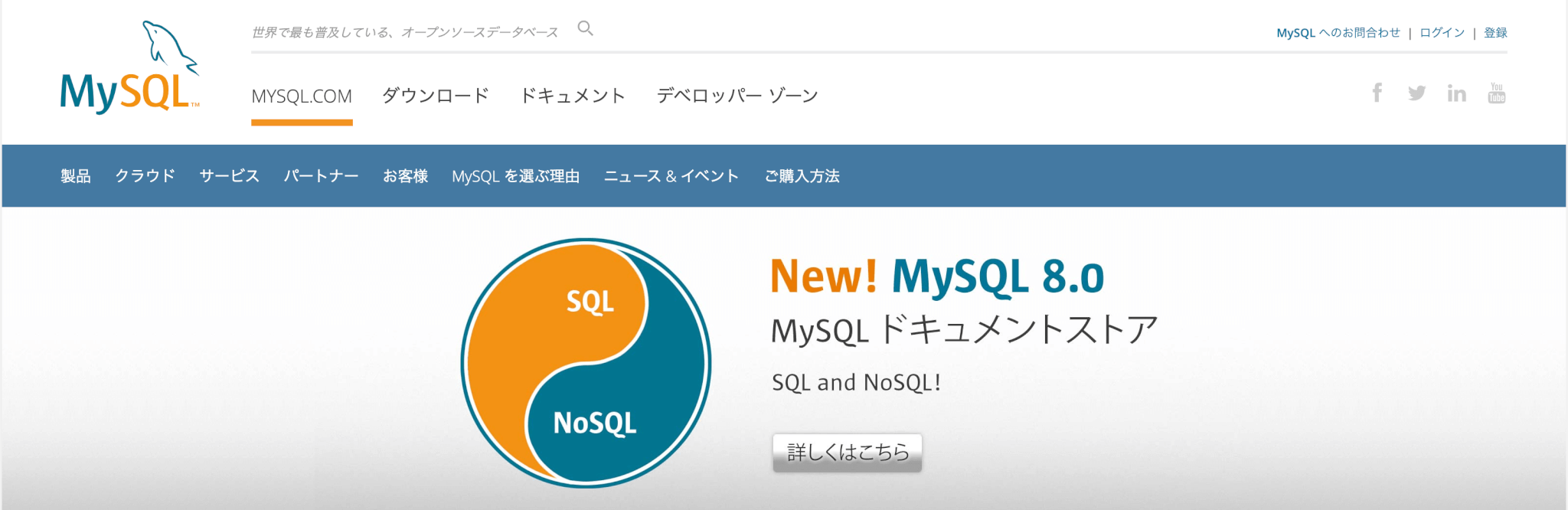 データベースとは　SQL　入門 MySQL ホームページ画面